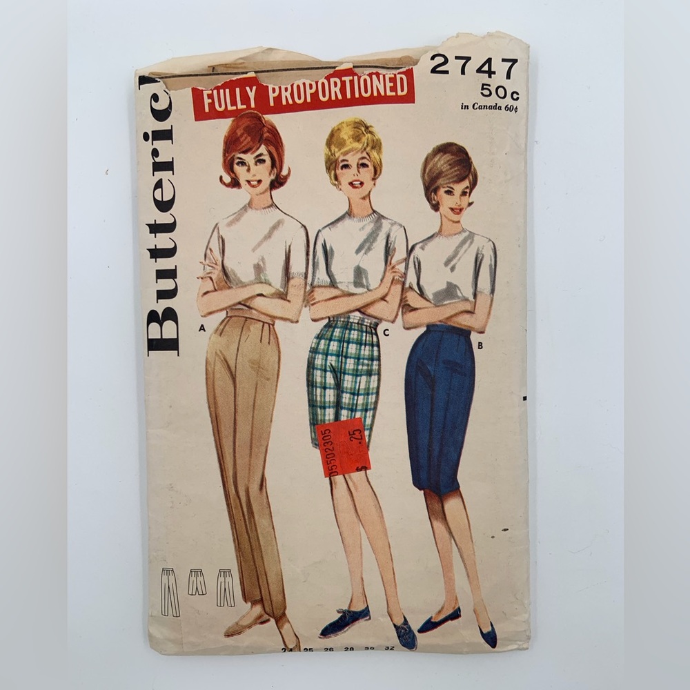 Vintage Butterick #2747 Fully Proportioned Pants & Shorts Sewing Pattern